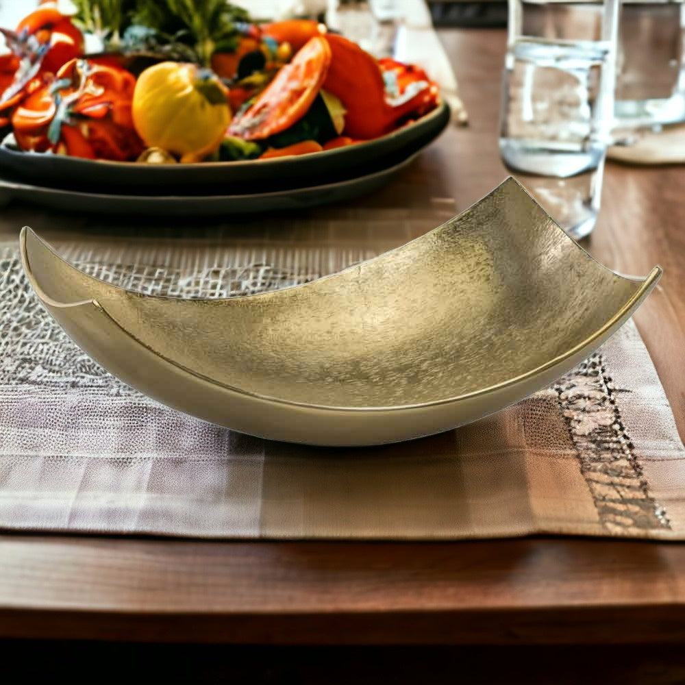 17" Gold Aluminum Scoop Decorative Bowl-4
