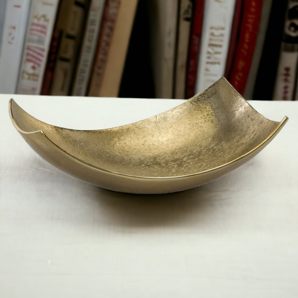 17" Gold Aluminum Scoop Decorative Bowl-0
