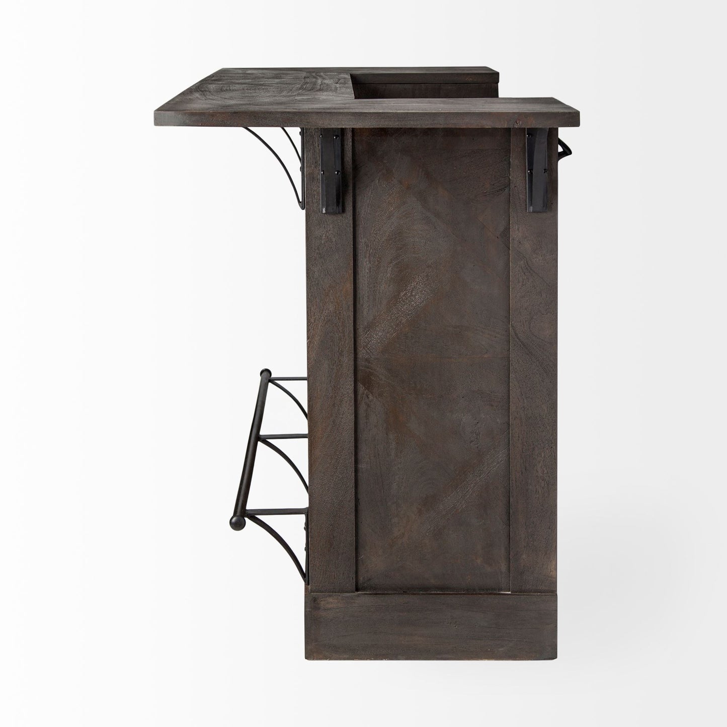 Gray Solid Wood Kitchen Island With Wine Bottle Storage-2