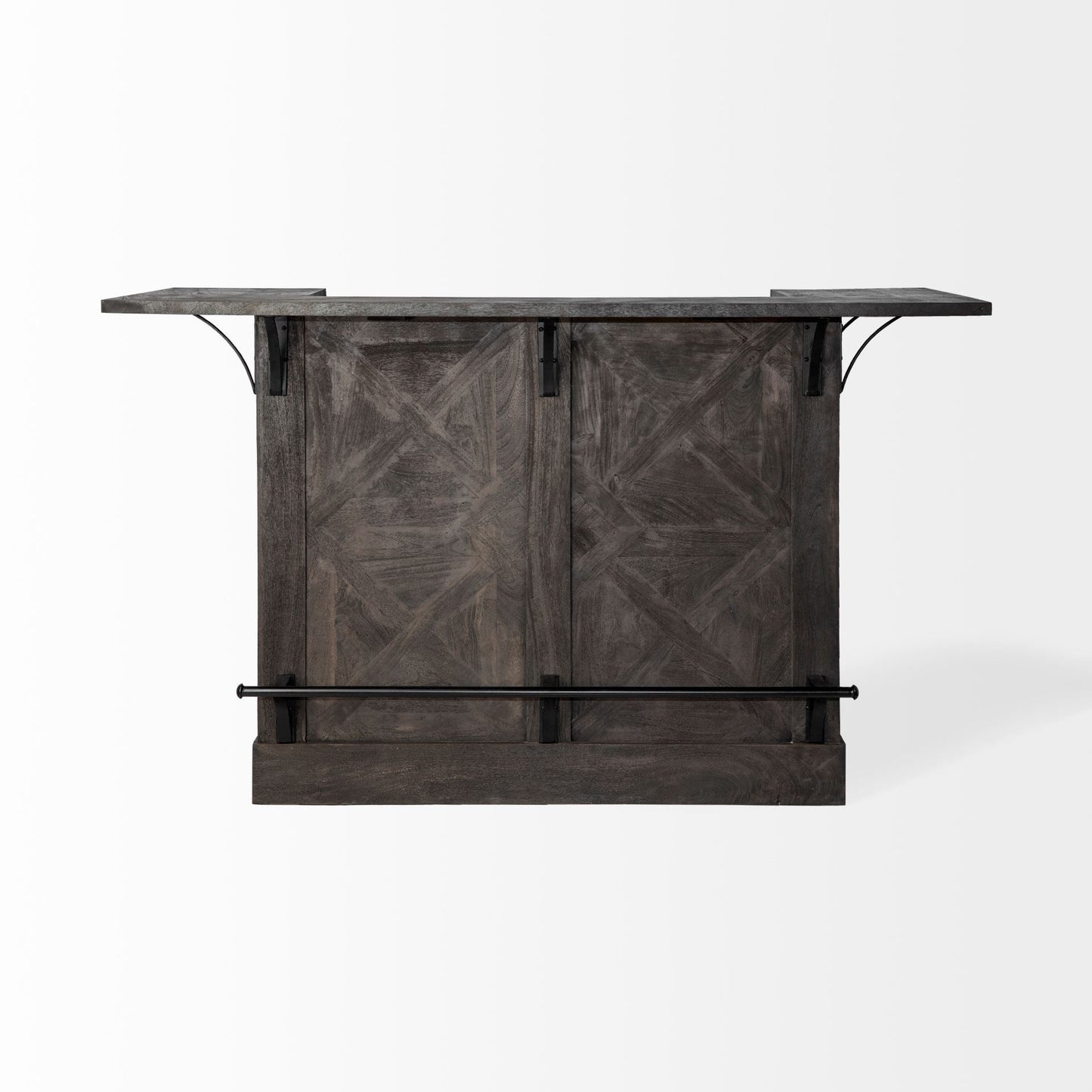 Gray Solid Wood Kitchen Island With Wine Bottle Storage-3