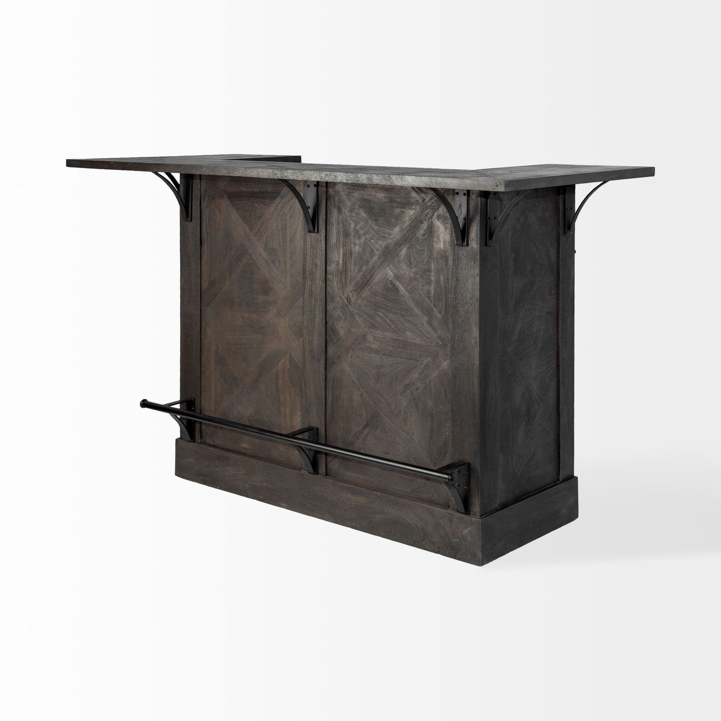 Gray Solid Wood Kitchen Island With Wine Bottle Storage-4