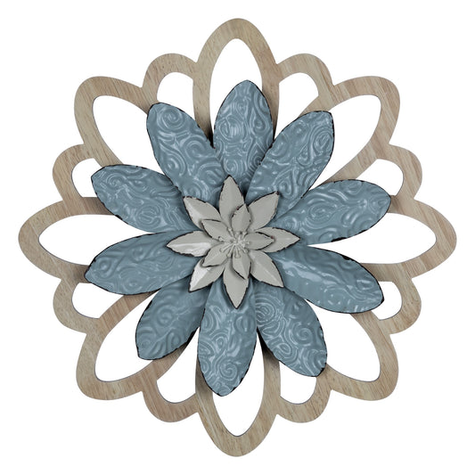 Blue Embossed Floral Wall Decor-1