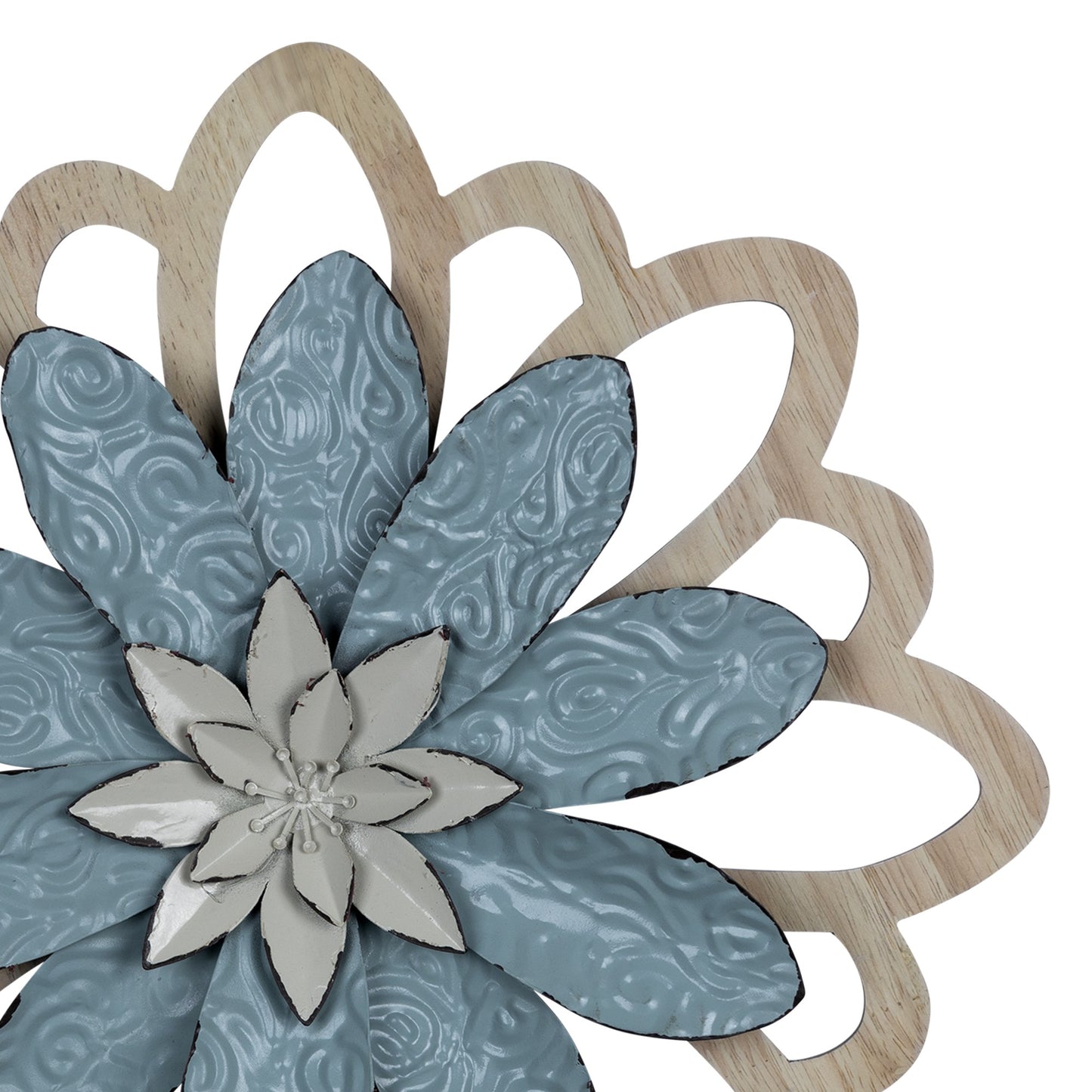 Blue Embossed Floral Wall Decor-2