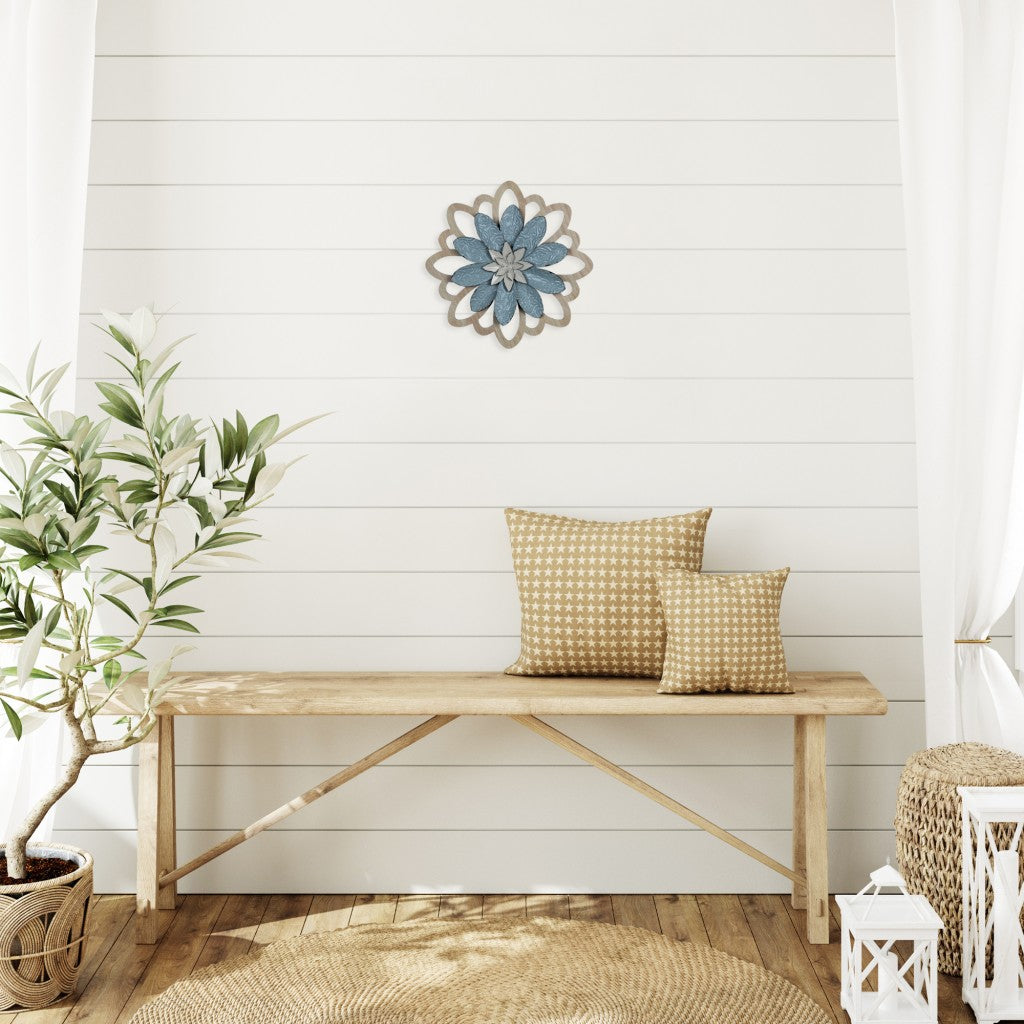 Blue Embossed Floral Wall Decor-4