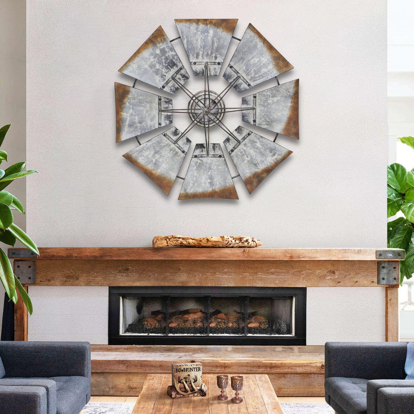 Metal Windmill Shaped Wall Decor-5