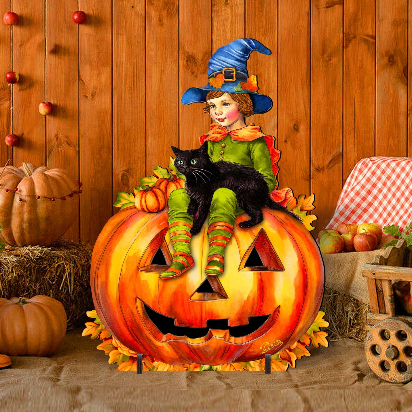 Boy on Pumpkin Freestanding Decor - Halloween Yard Decor by G. Debrekht - Halloween Decor- 8652795F-4