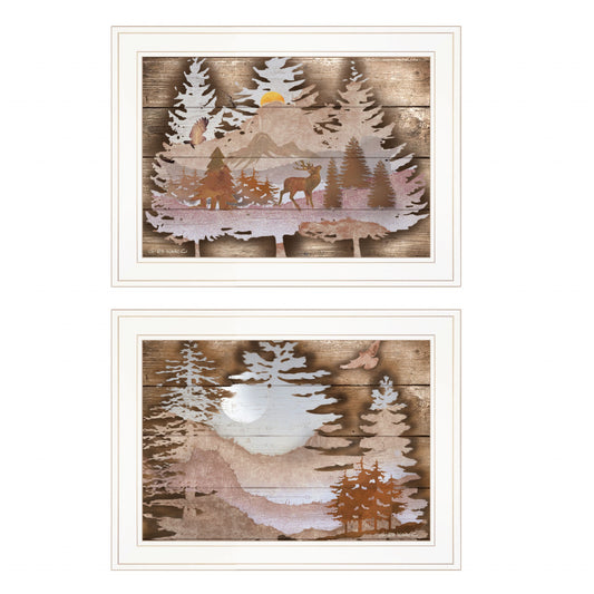 Set Of Two Great Outdoors 1 White Framed Print Wall Art-1
