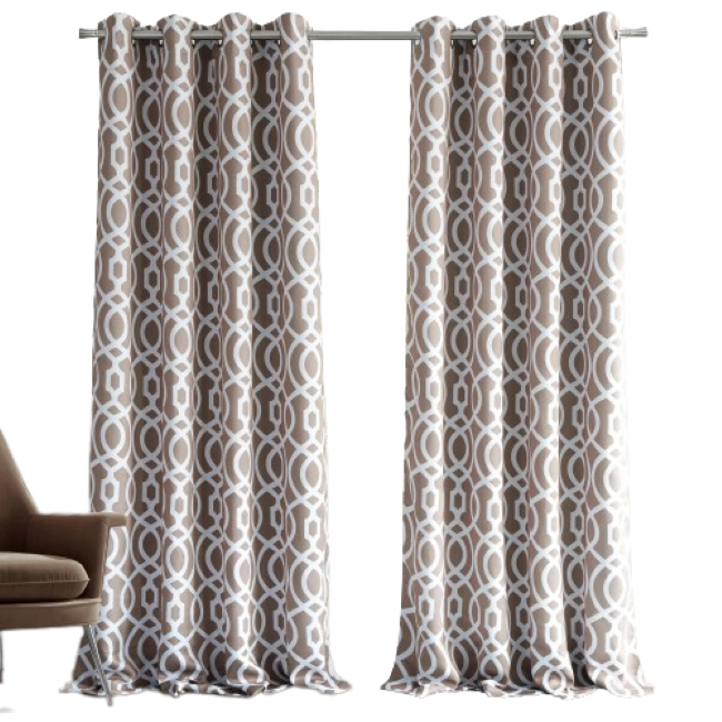84" Taupe Trellis Black Out Window Curtain Panel-5