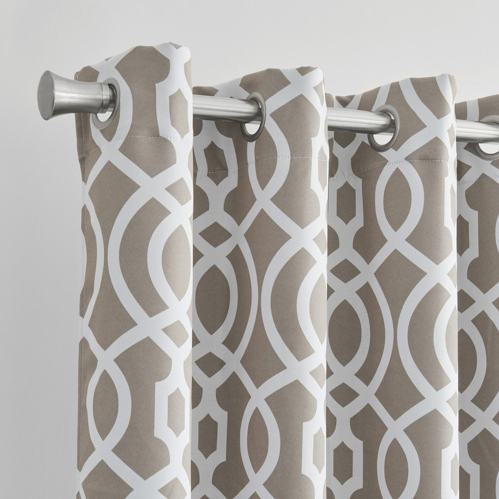 84" Taupe Trellis Black Out Window Curtain Panel-2