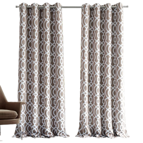 84" Taupe Trellis Black Out Window Curtain Panel-1