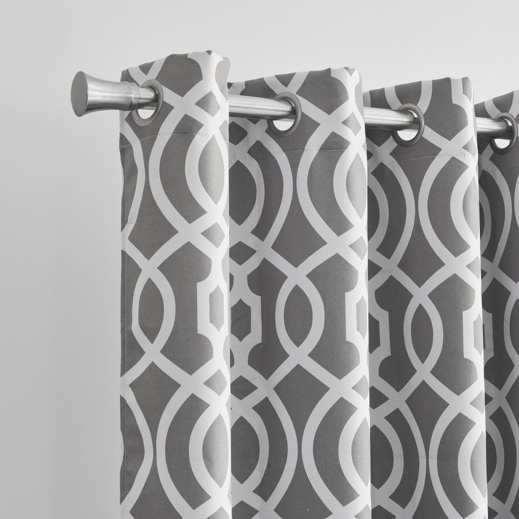 84" Gray Trellis Black Out Window Curtain Panel-4