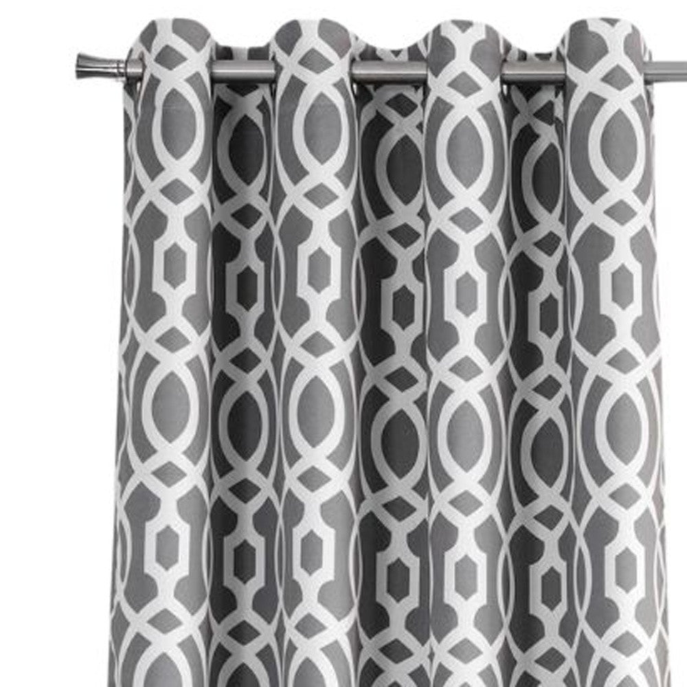 84" Gray Trellis Black Out Window Curtain Panel-3