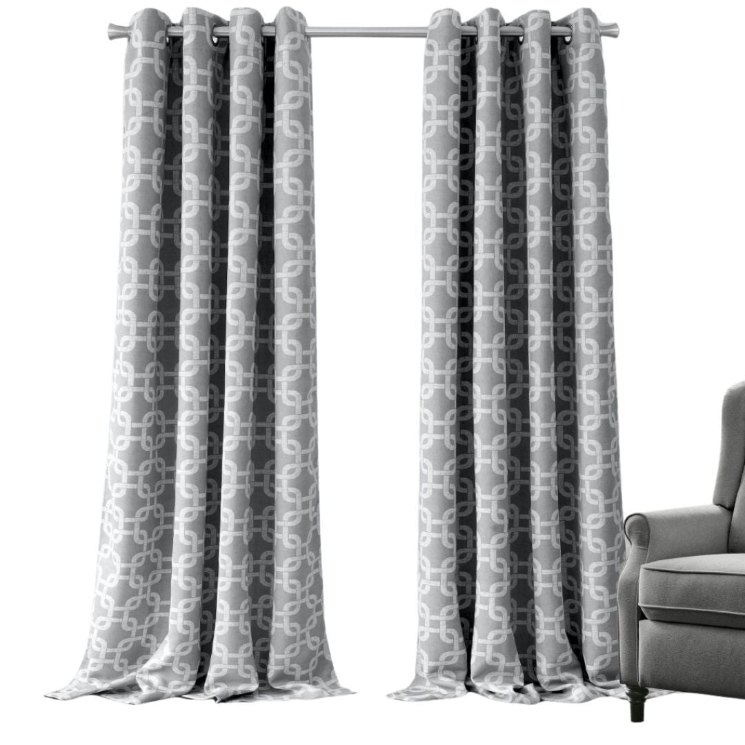 84” Silver Interlock Pattern Window Curtain Panel-2
