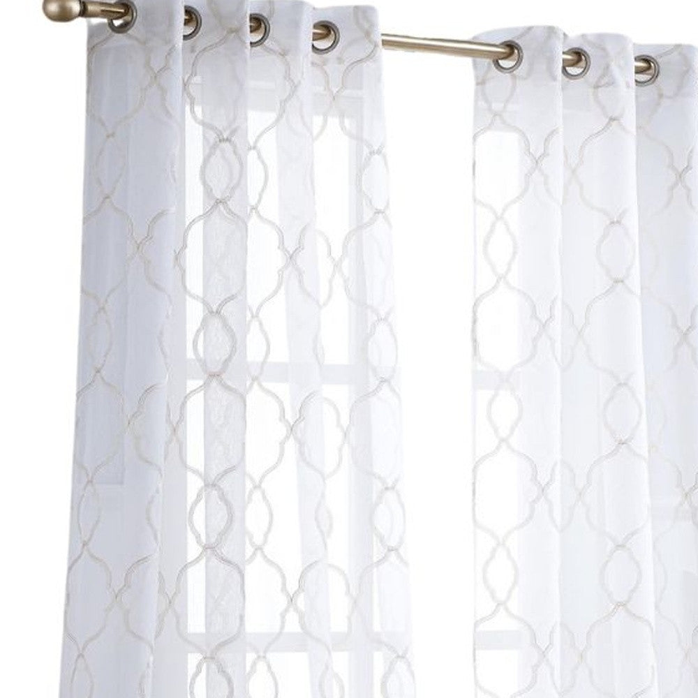 84” Charcoal Trellis Pattern Embroidered Window Curtain Panel-2