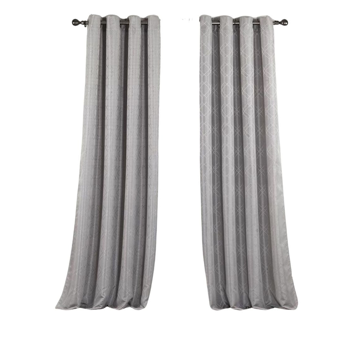 84" Silver Linework Textured Window Curtain Panel-3