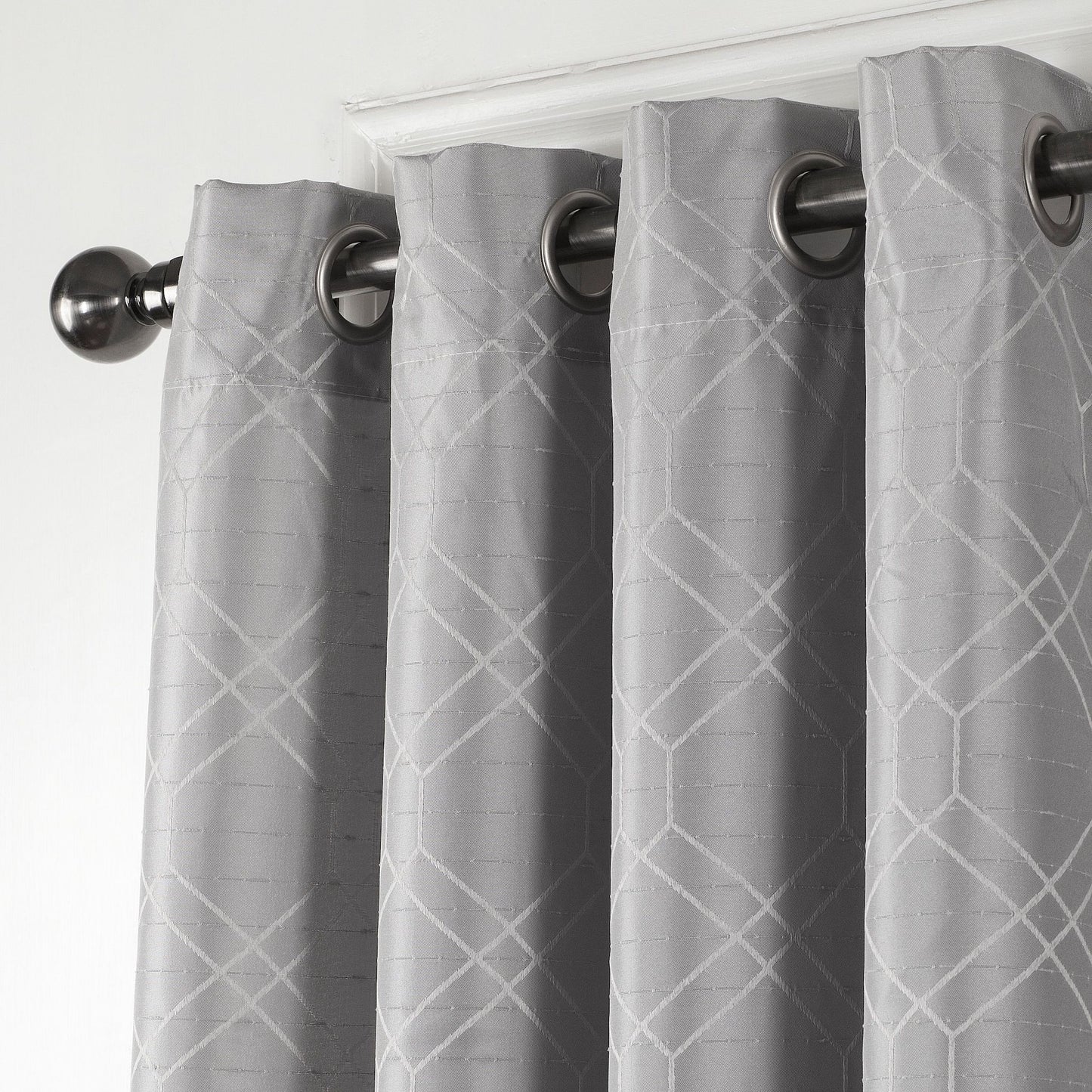 84" Silver Linework Textured Window Curtain Panel-4