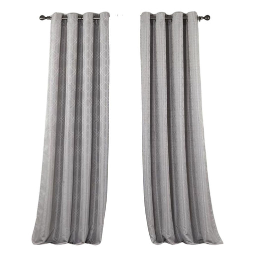 84" Silver Linework Textured Window Curtain Panel-1