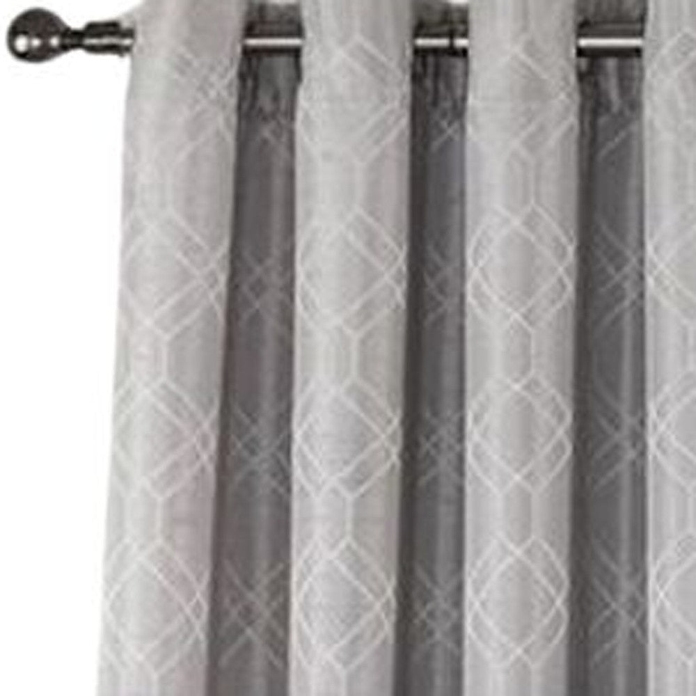84" Silver Linework Textured Window Curtain Panel-2