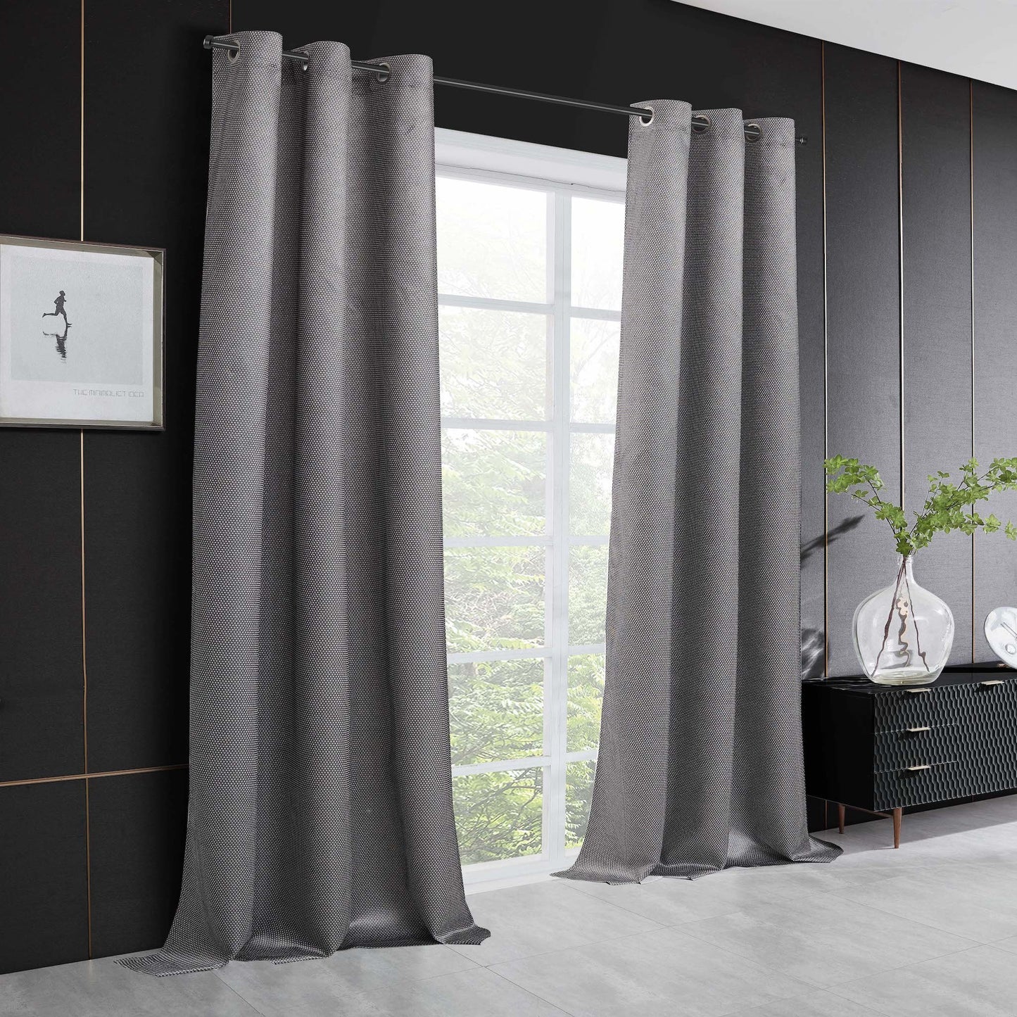 Set of Two 84" Silver Metallic Textured Window Panels-7