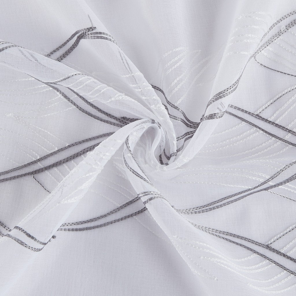 Set of Two 84" White Wave Embroidered Window Panels-3