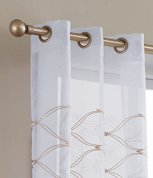 Set of Two 84" Gold Wave Embroidered Window Panels-1