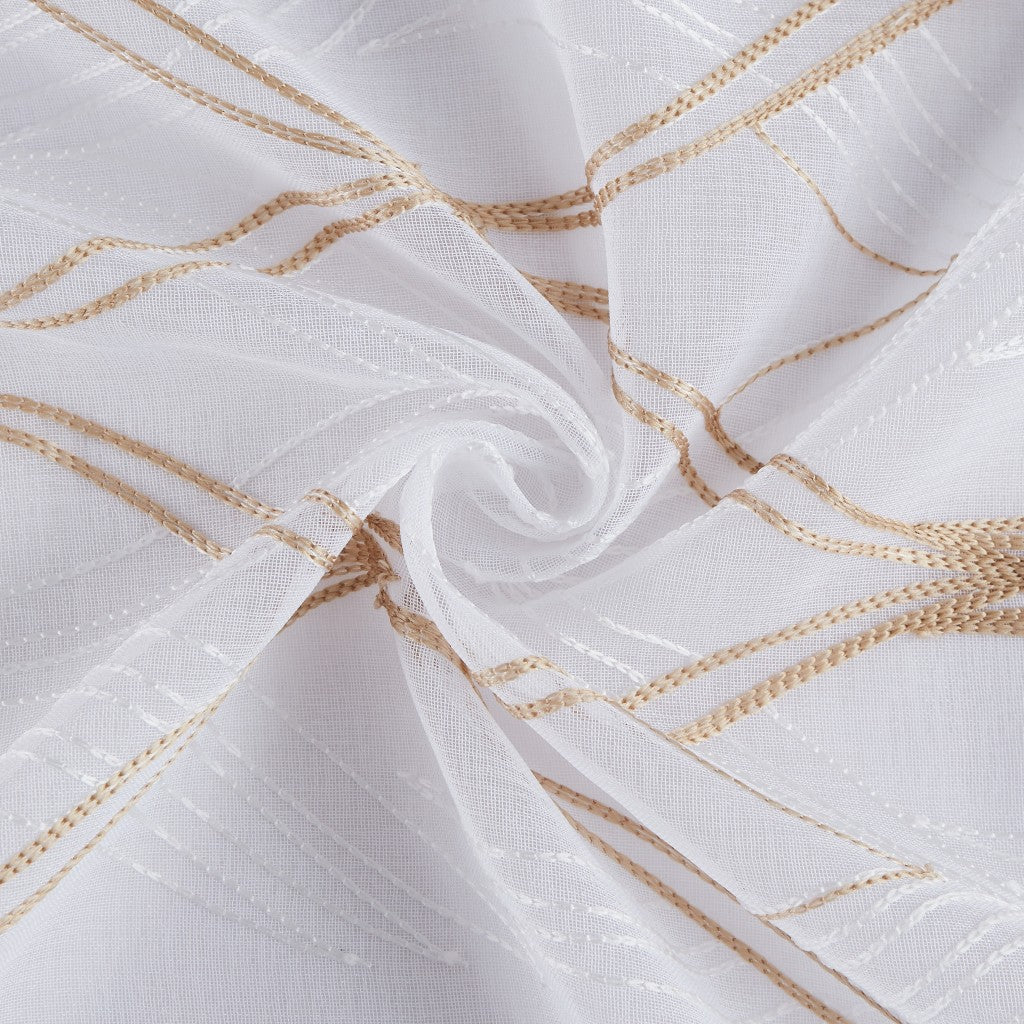 Set of Two 84" Gold Wave Embroidered Window Panels-3
