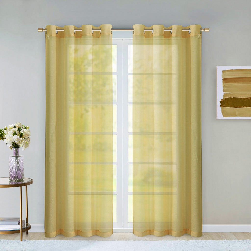 Set of Two 84" Gold Solid Modern Window Panels-6