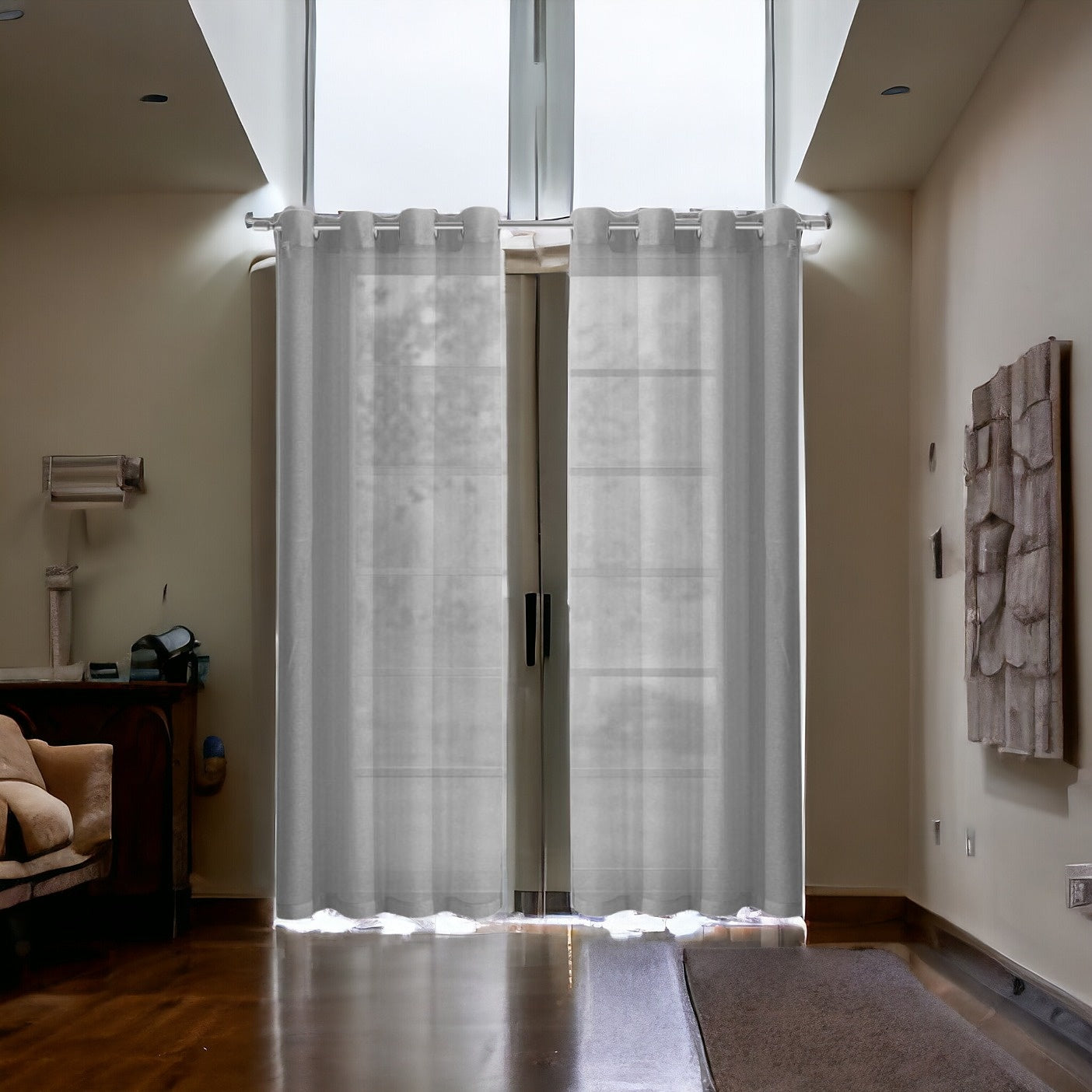 Set of Two 84" Silver Solid Modern Window Panels-0