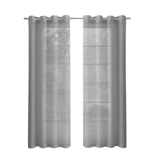 Set of Two 84" Silver Solid Modern Window Panels-1