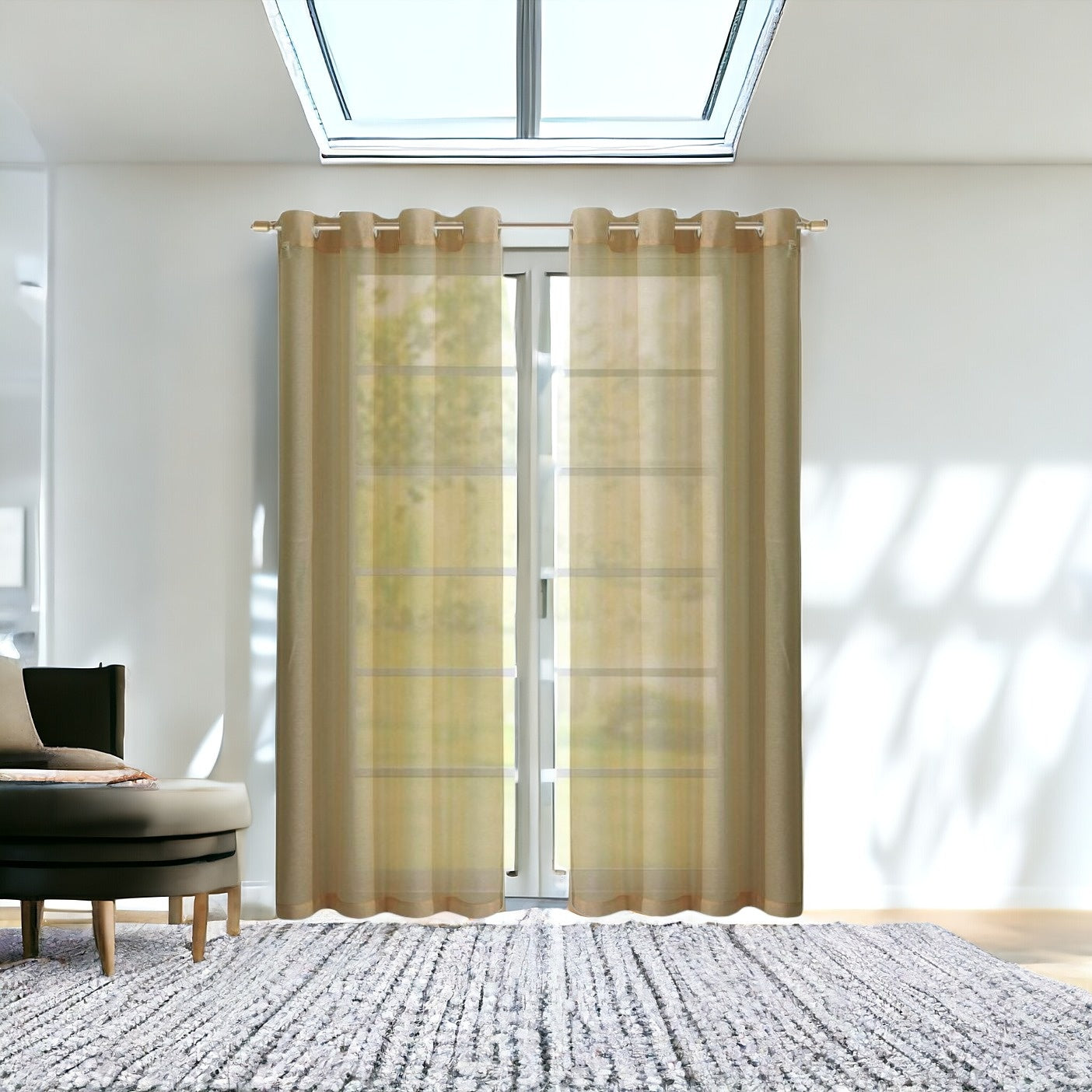 Set of Two 84" Tan Solid Modern Window Panels-0