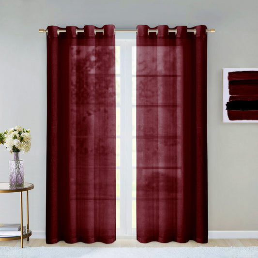 Set of Two 84" Burgundy Solid Modern Window Panels-1