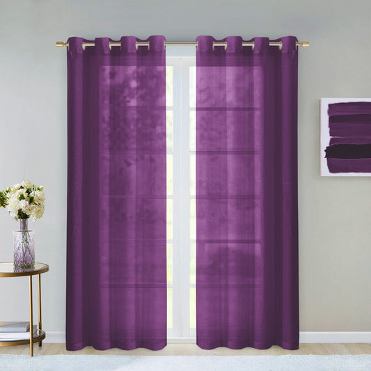 Set of Two 84"  Purple Solid Modern Window Panels-1