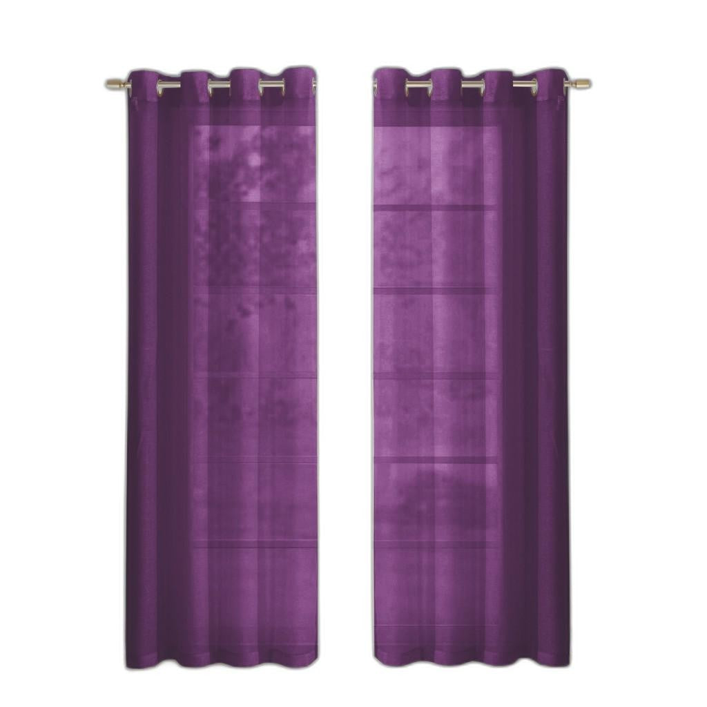 Set of Two 84" Purple Solid Modern Window Panels-0