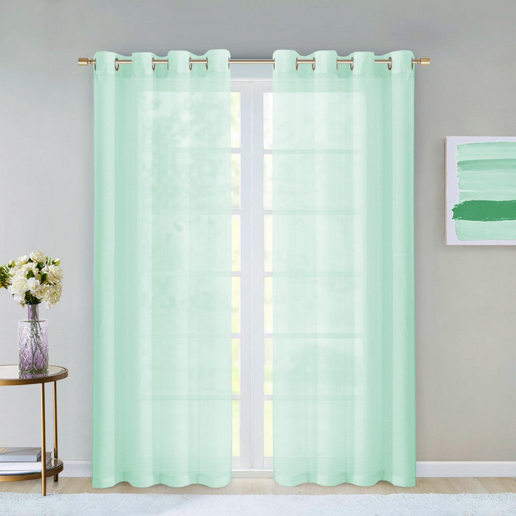 Set of Two 84" Aqua Solid Modern Window Panels-4