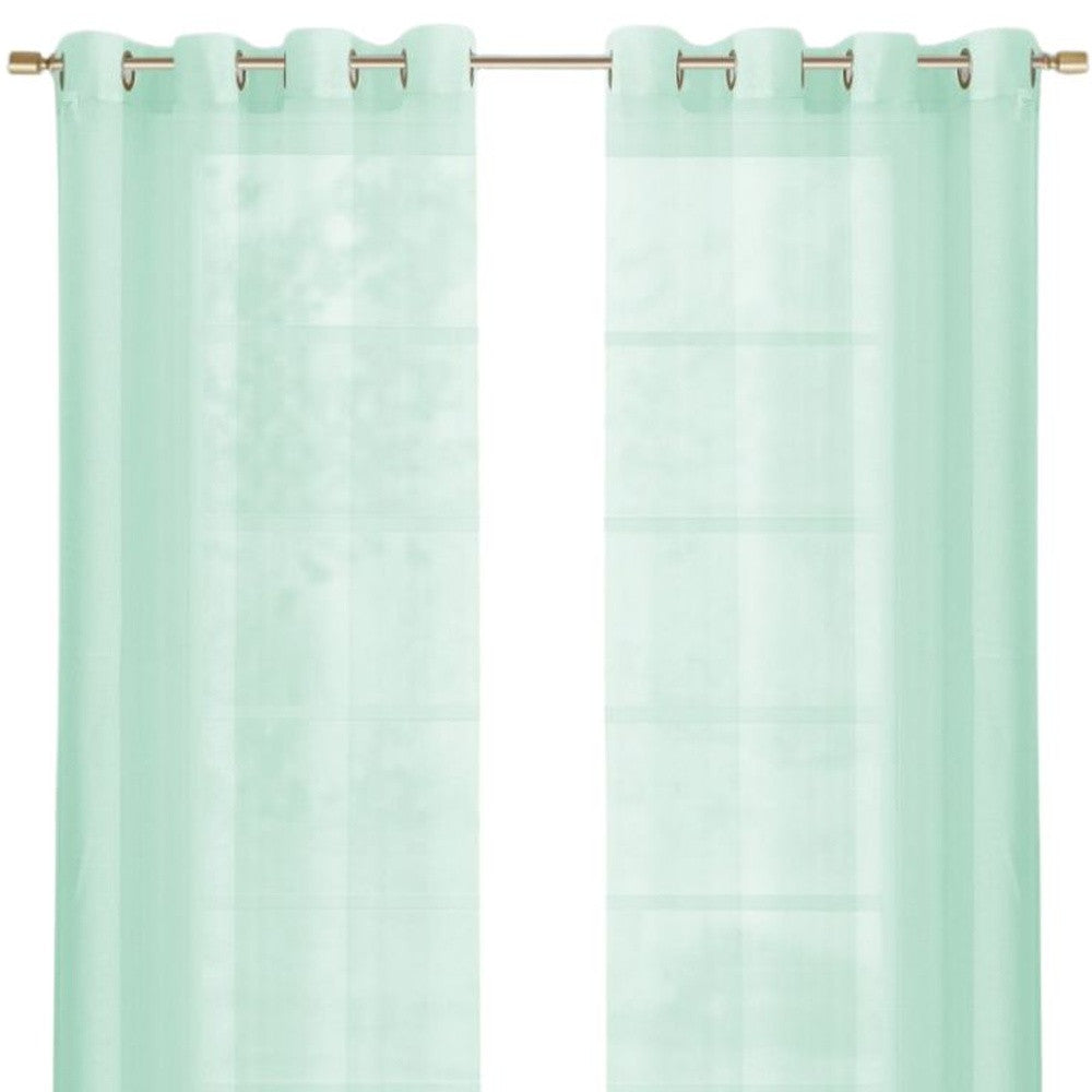 Set of Two 84" Aqua Solid Modern Window Panels-2