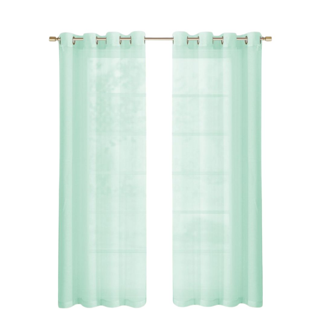 Set of Two 84" Aqua Solid Modern Window Panels-1