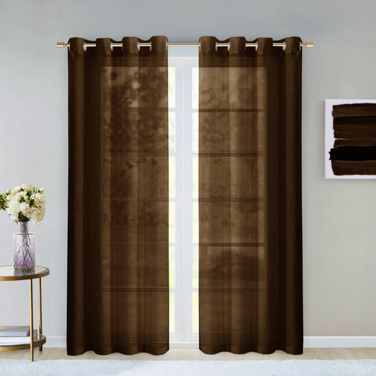 Set of Two 84" Chocolate Solid Modern Window Panels-1