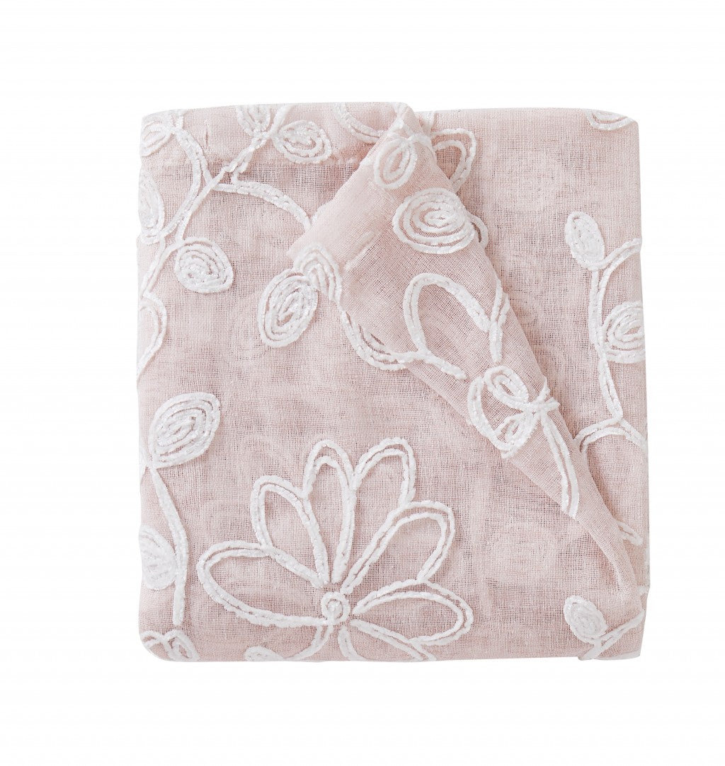 Set of Two 84" Blush Floral Embroidered Window Panels-0