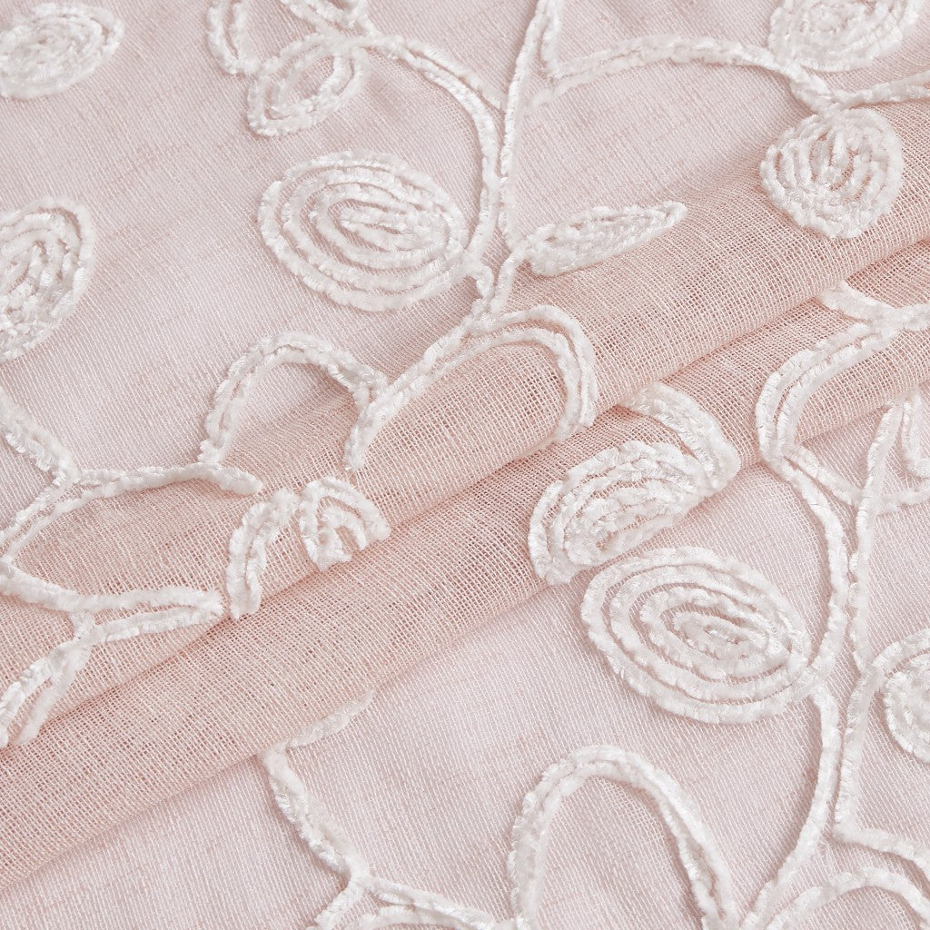 Set of Two 84" Blush Floral Embroidered Window Panels-8