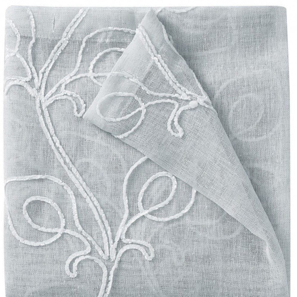Set of Two 84" Silver Boho Embroidered Window Panels-4