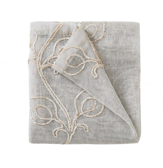 Set of Two 84" Beige Boho Embroidered Window Panels-1