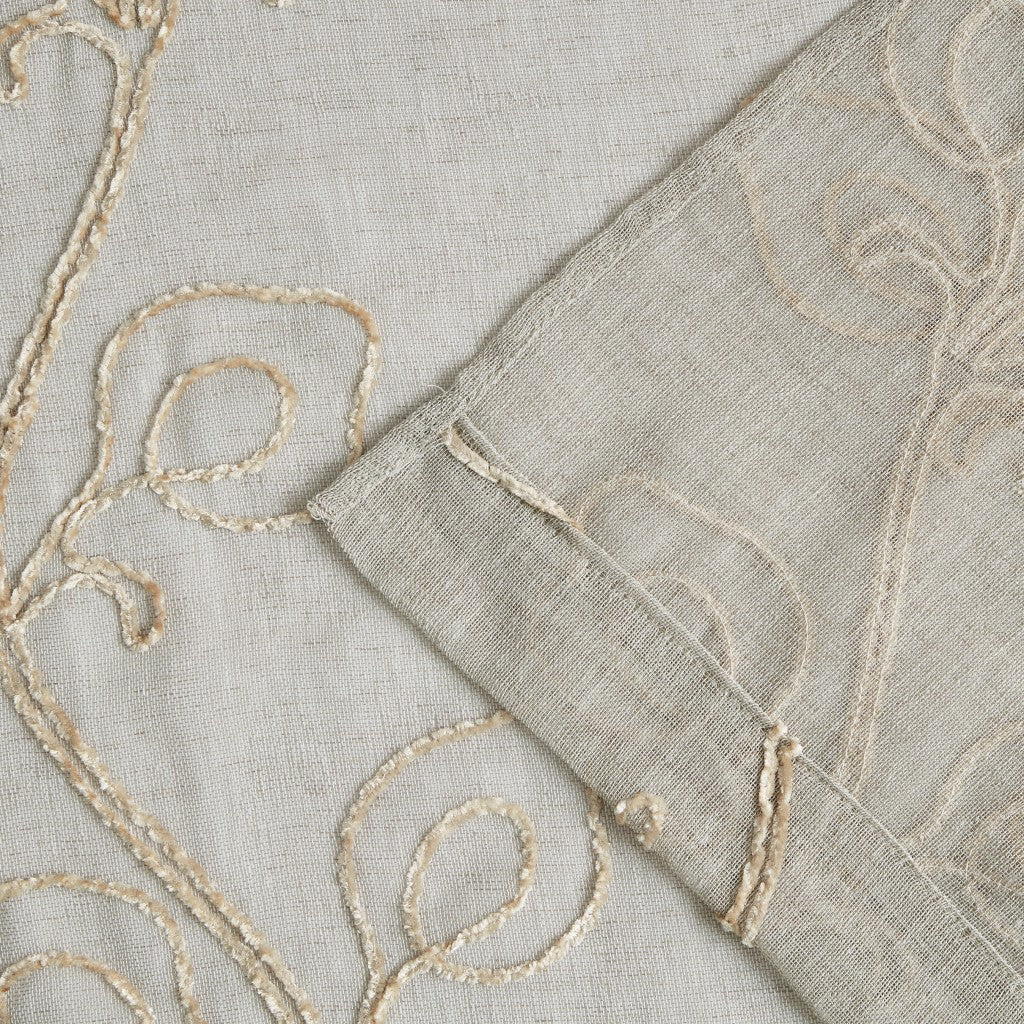 Set of Two 84" Beige Boho Embroidered Window Panels-6