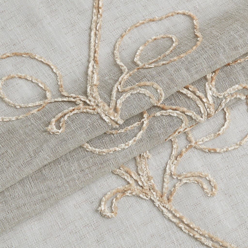Set of Two 84" Beige Boho Embroidered Window Panels-7