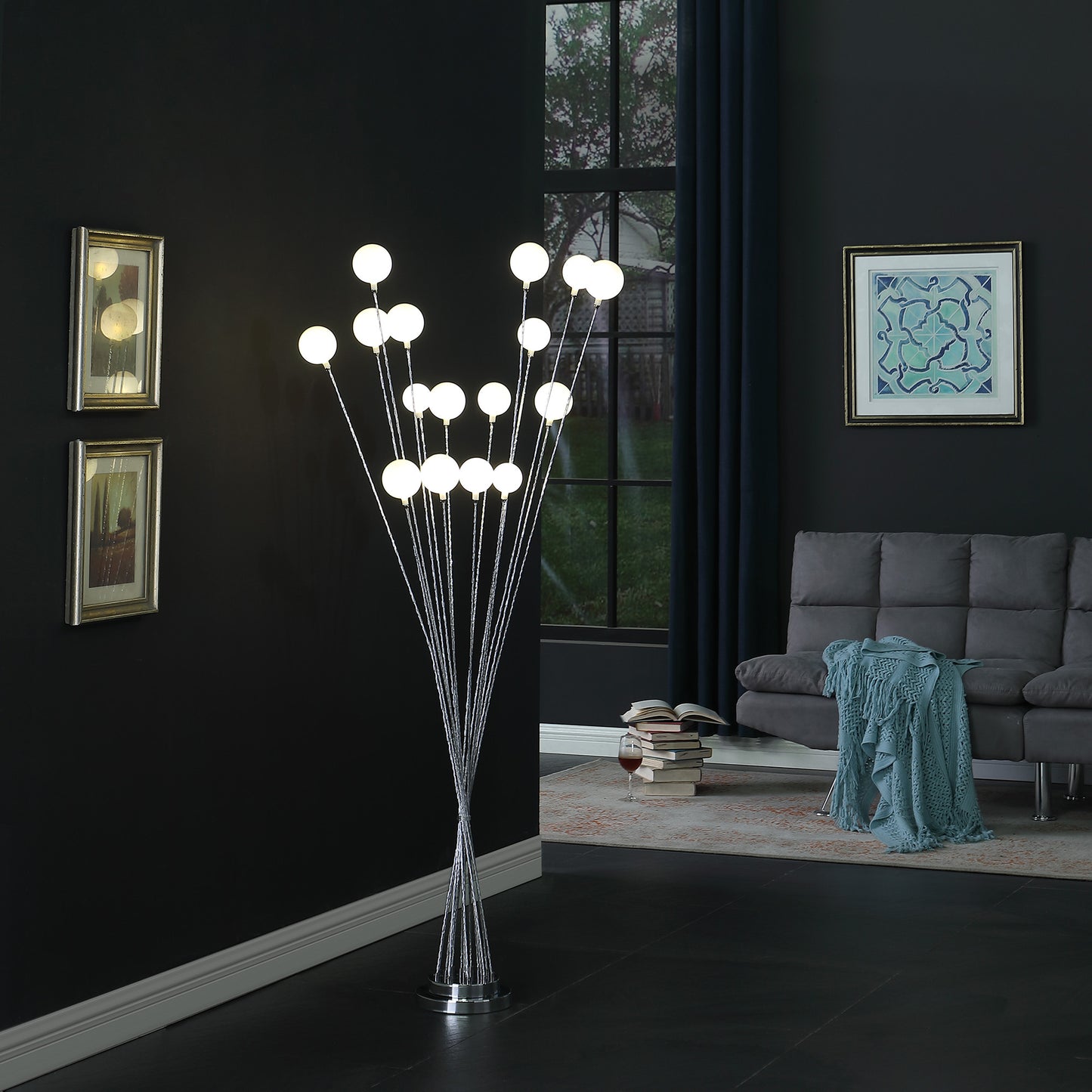 62" Silver 16 LED Novelty Floor Lamp With White-3