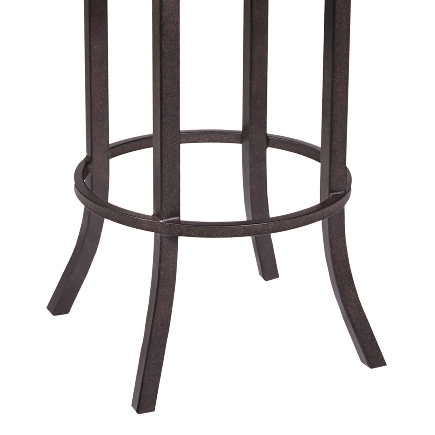 30" Brown Faux Leather And Iron Bar Height Bar Chair-4
