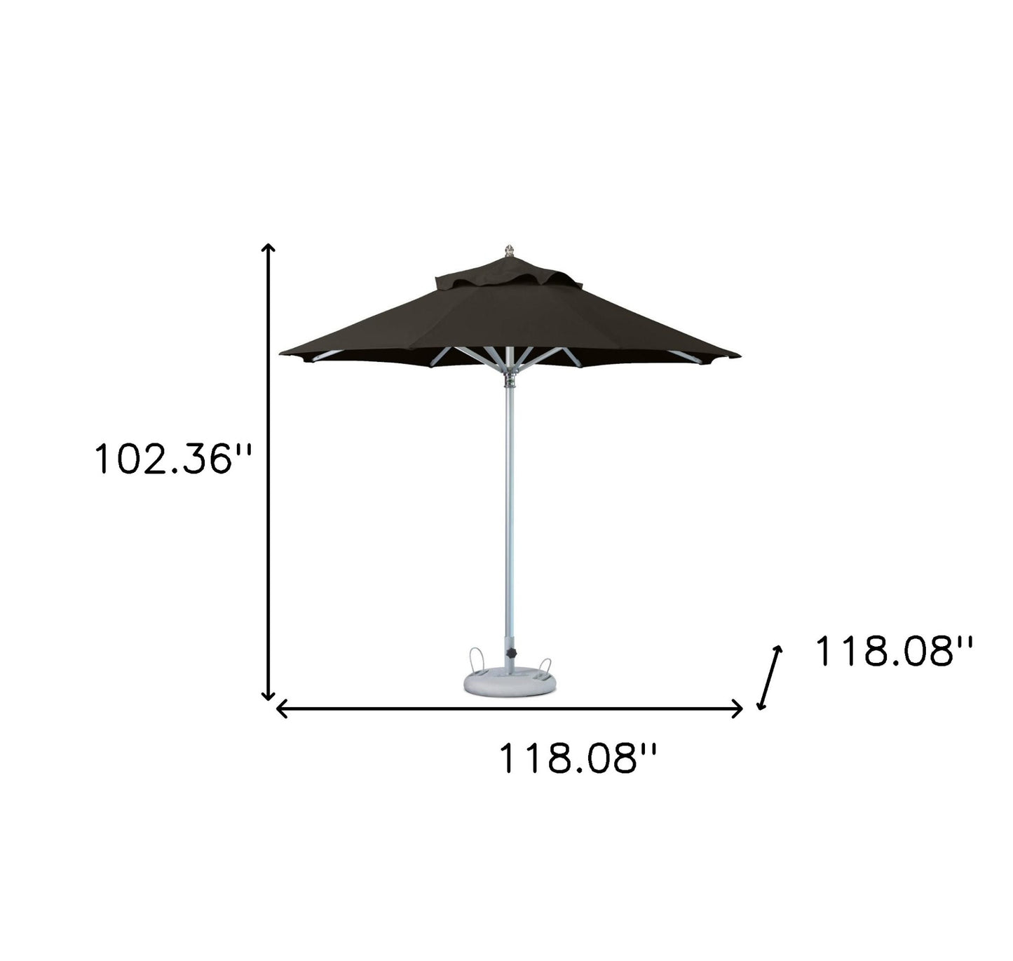 10' Black Polyester Round Market Patio Umbrella-3