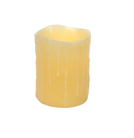 Set of Three Yellow Flameless Pillar Candle-1