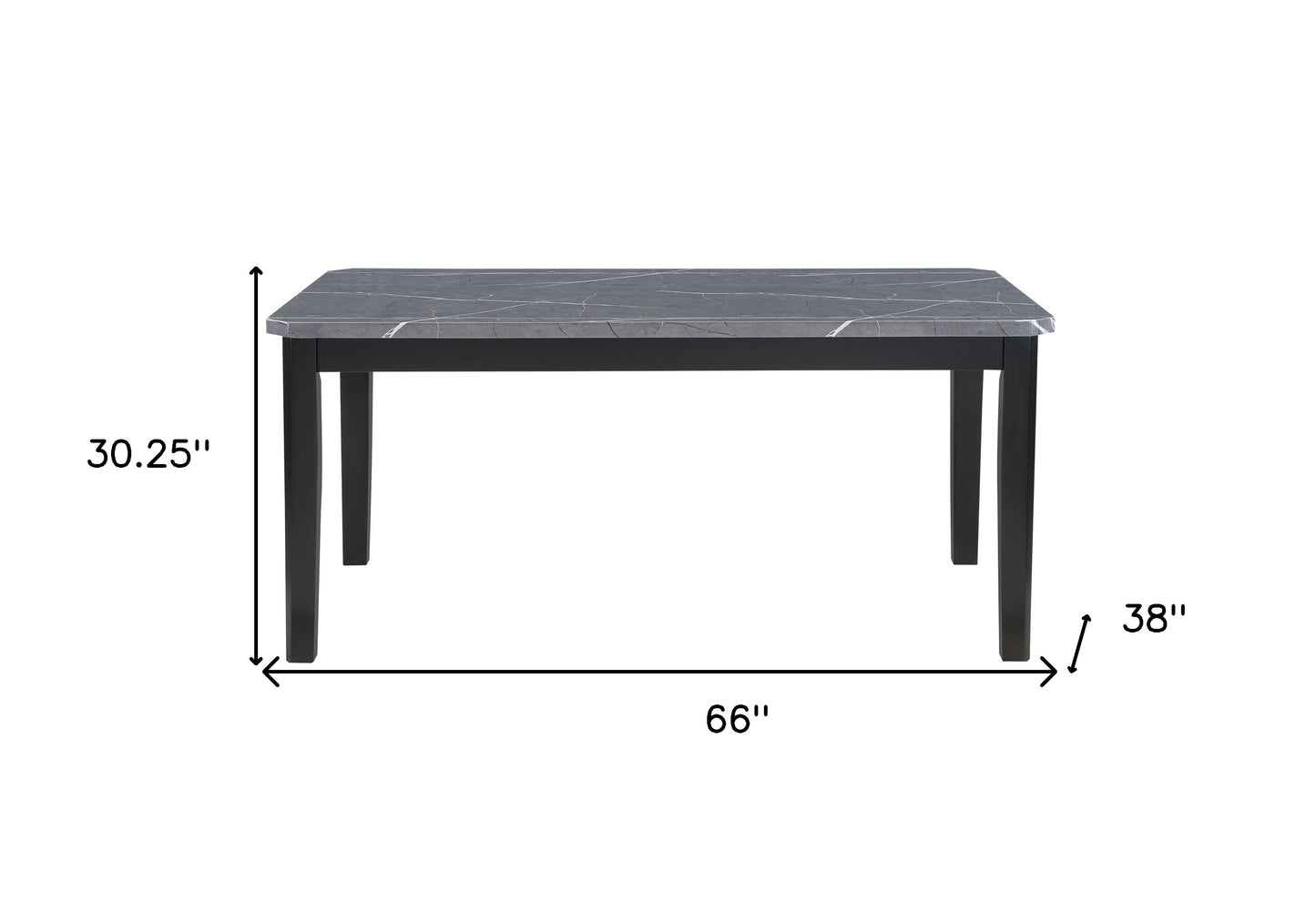 66" Dark Gray Faux Marble and Wood Dining Table-6