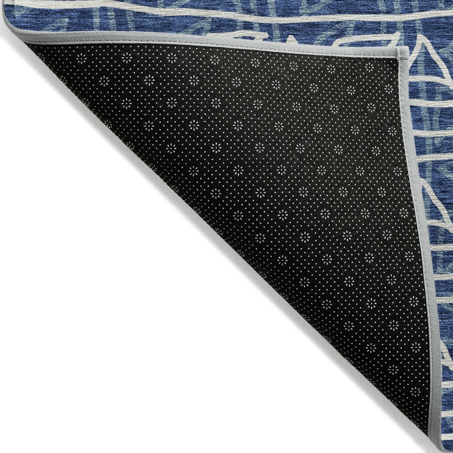 3' X 5' Navy Blue And Ivory Geometric Washable Indoor Outdoor Area Rug-2