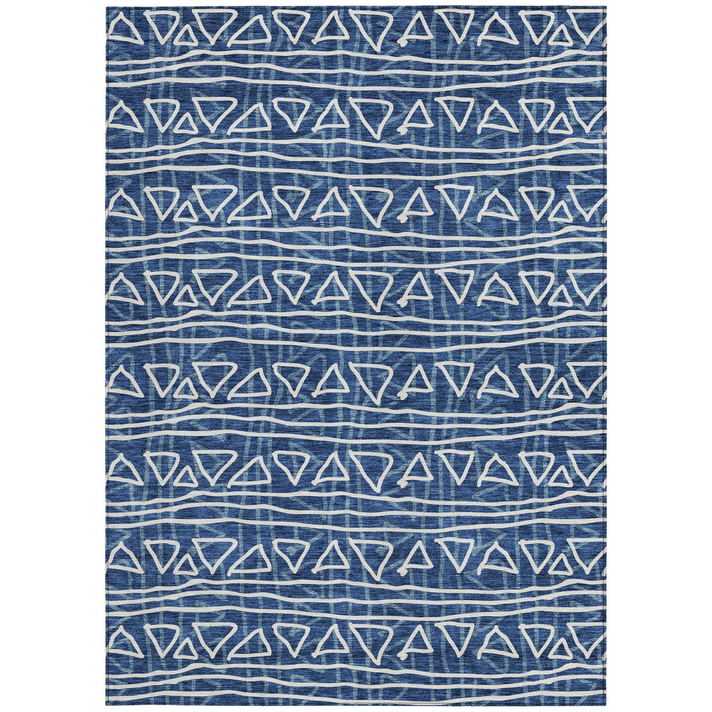 3' X 5' Navy Blue And Ivory Geometric Washable Indoor Outdoor Area Rug-4